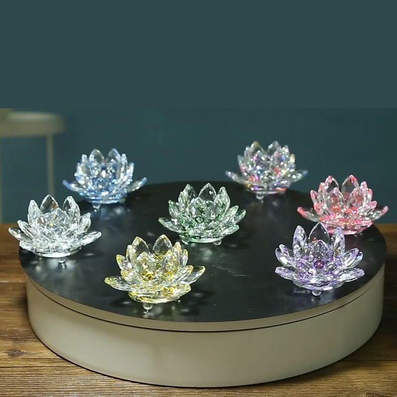 plusnao（プラスナオ） 蓮の花 置物 クリスタル風 オブジェ 8cm サン