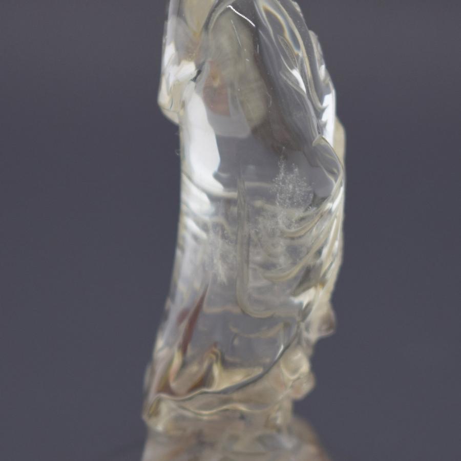 仏像彫刻 天然石製 シトリン 黄水晶 観音菩薩 台座付き 13cm : 横浜