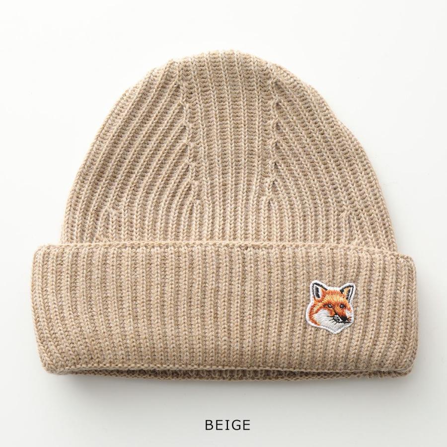MAISON KITSUNE（メゾン キツネ） ニット帽 FOX HEAD PATCH RIBBED HAT