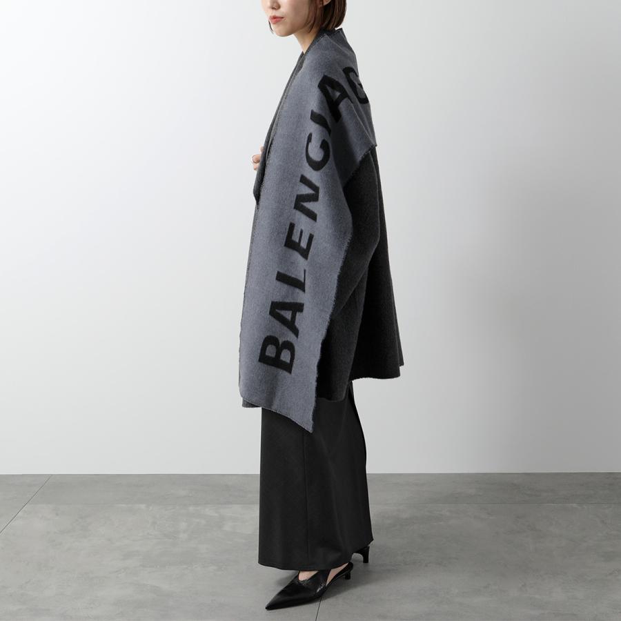 BALENCIAGA(バレンシアガ)大判マフラー 黒×白 BALENCIAGA(バレンシアガ