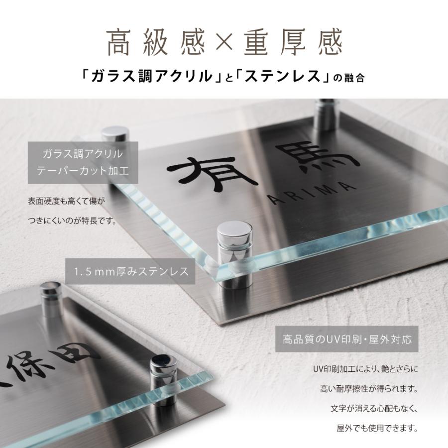 ニコニコsign 表札 戸建て おしゃれ 透明orガラス調 約W135×H135mm/約