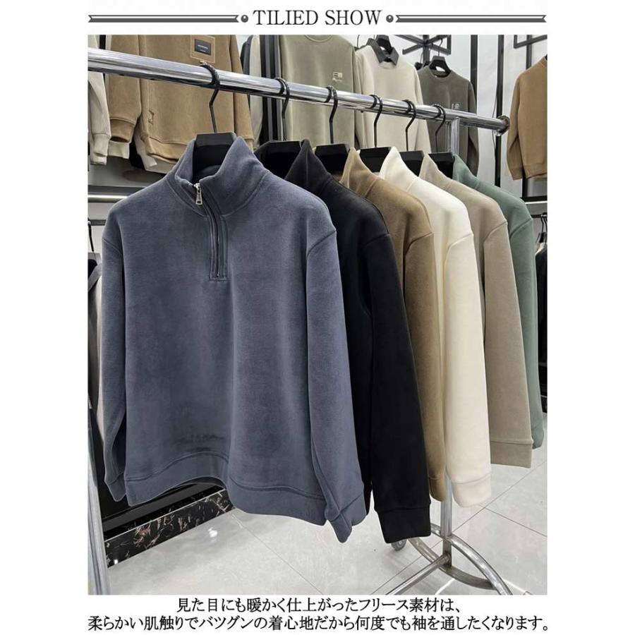 フリースジャケット ハーフジップ フリース メンズ 暖かい 裏起毛