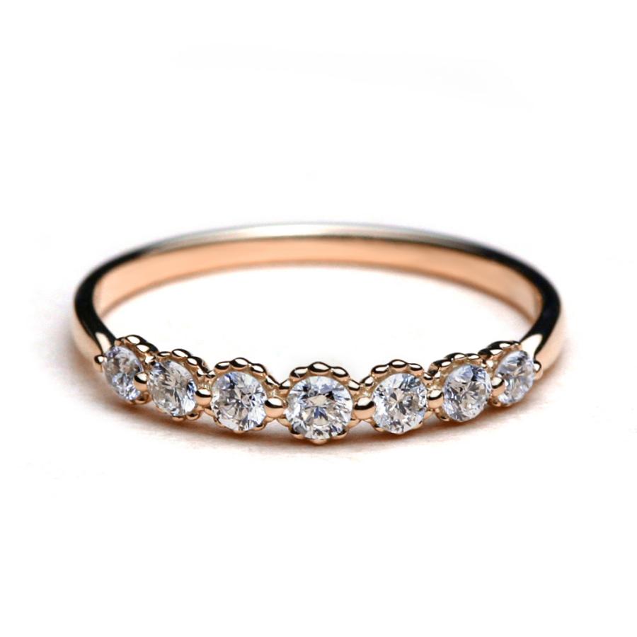 K18 セブン ダイヤモンド リング 0.3ct ダイヤ エタニティ