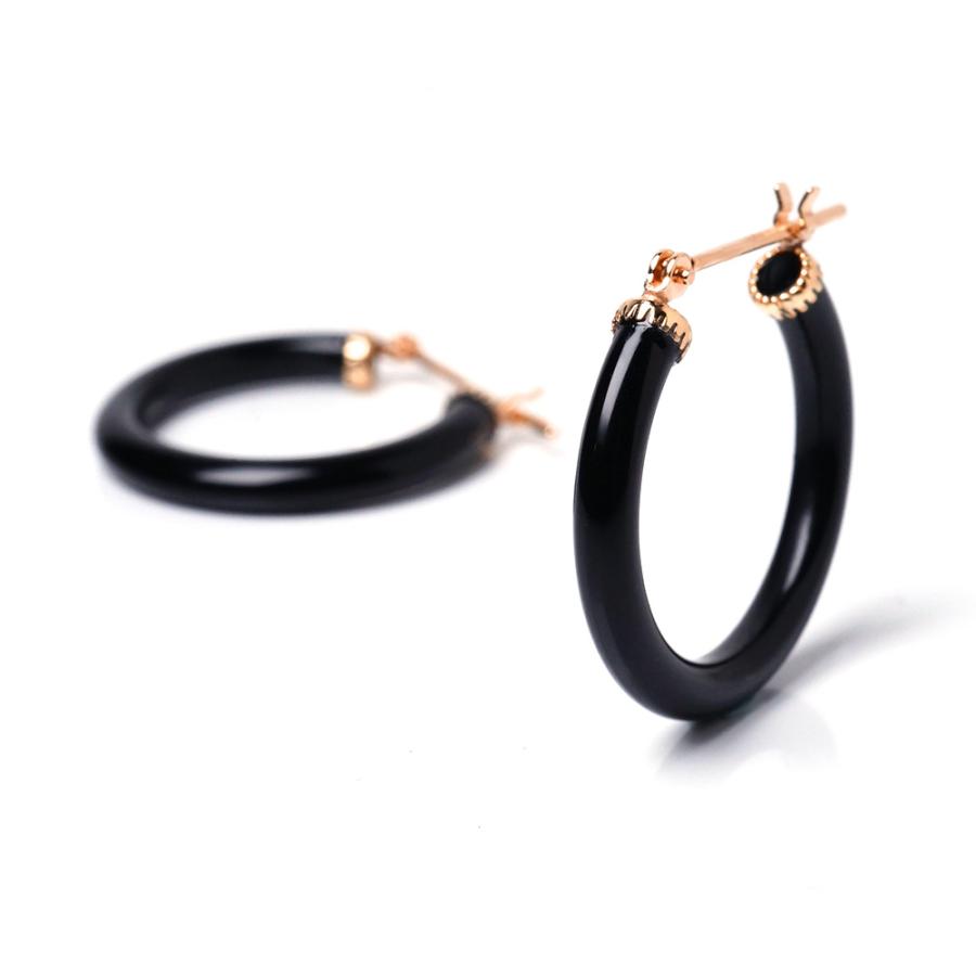 K18 オニキス フープピアス 20mm レディース 18k 18金 ゴールド