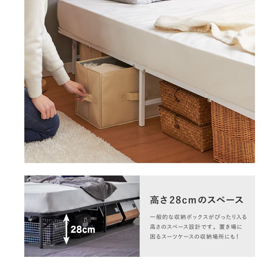 ベッド 収納式 折りたたみパイプベッド セミダブル ブラウン ベッド