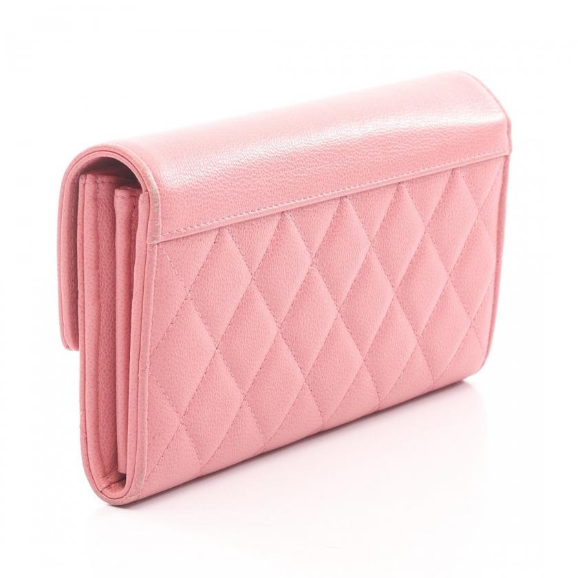 CHANEL（シャネル） ハーフココ 二つ折り長財布 レザー ピンク