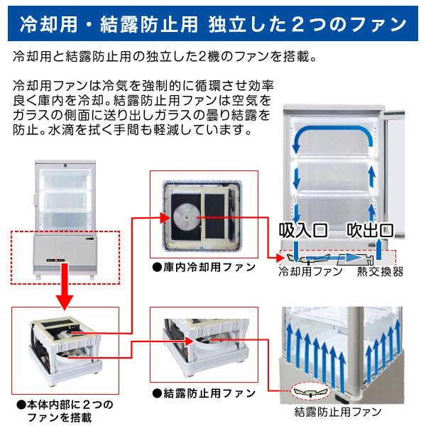 レマコム 4面ガラス冷蔵ショーケース 卓上型 R4G-105SLW フォー