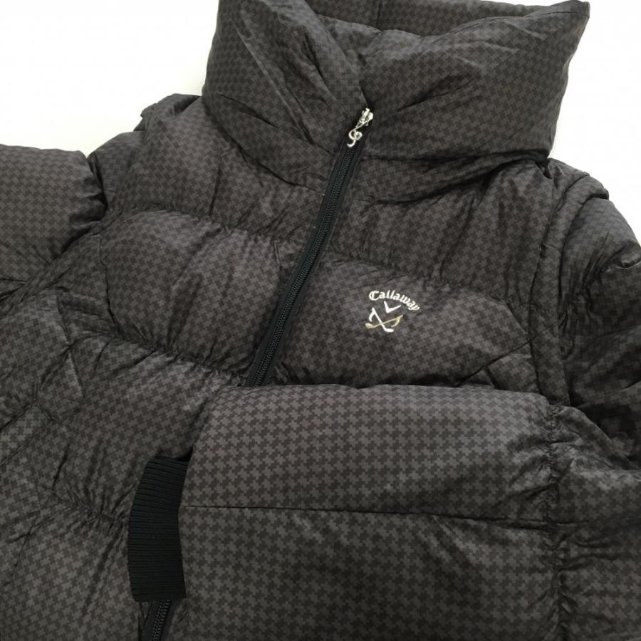 美品】キャロウェイ 2WAYダウンジャケット グレー×黒 総柄 袖着脱可