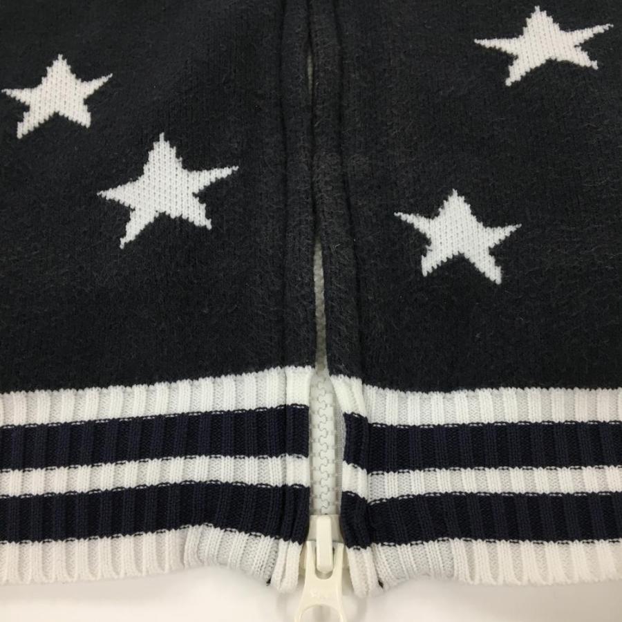 パーリーゲイツ ニットジップパーカー 白×ネイビー ボーダー 星柄