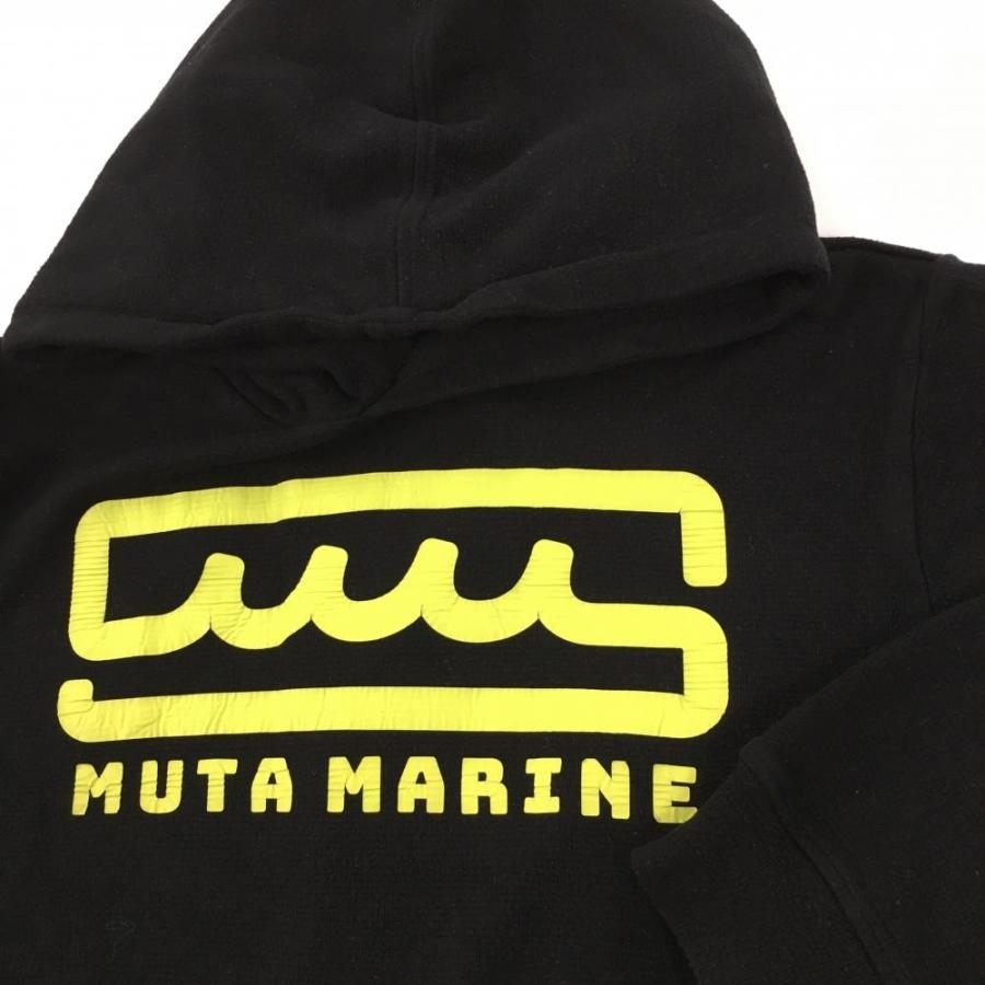 muta MARINE（ムータマリン） パーカー 黒×蛍光イエロー ロゴプリント