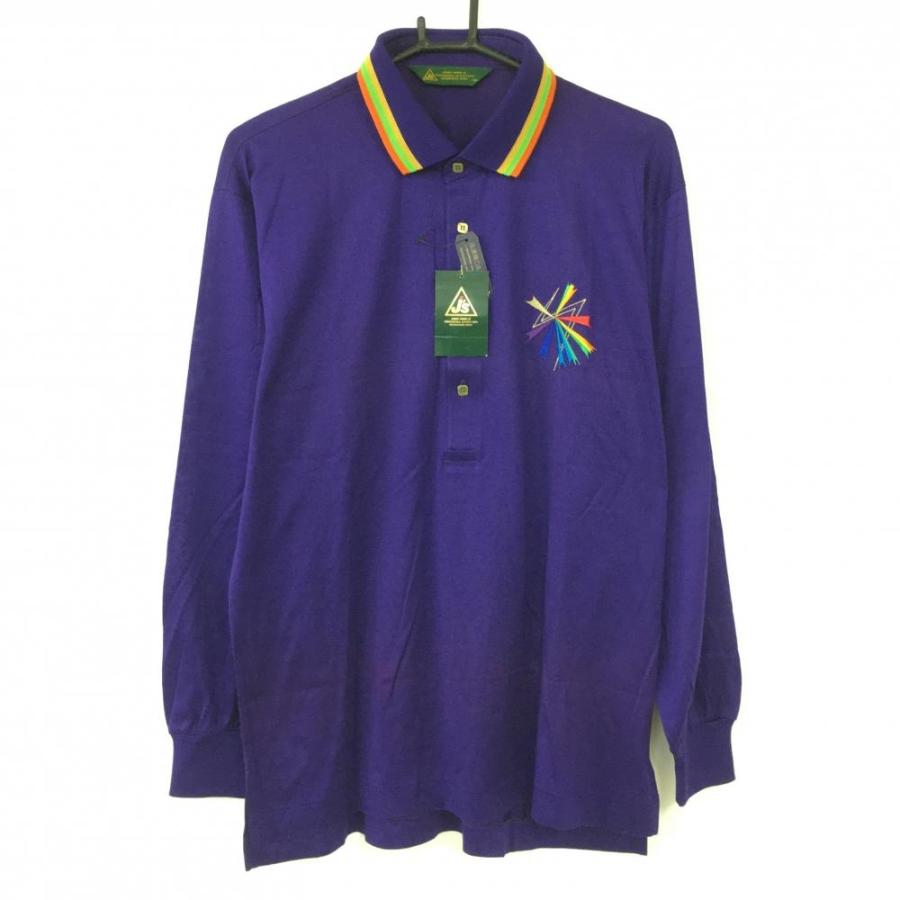 ジェイズ 長袖ポロシャツ ジャンボ尾崎 パープル 襟ライン メンズ M
