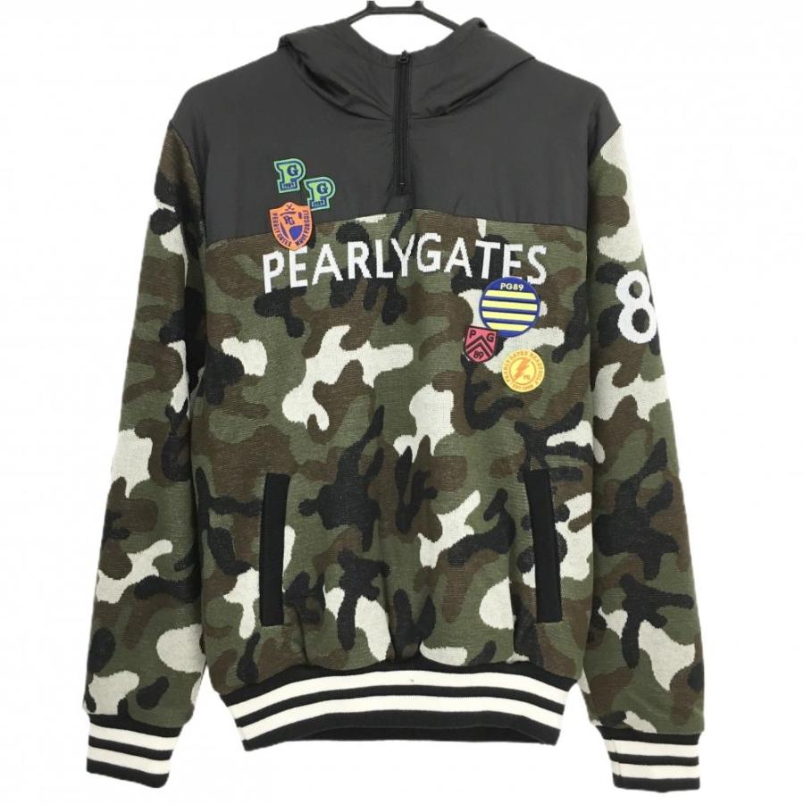 新品】パーリーゲイツ 中綿ニットブルゾン ダークグリーン×黒 迷彩