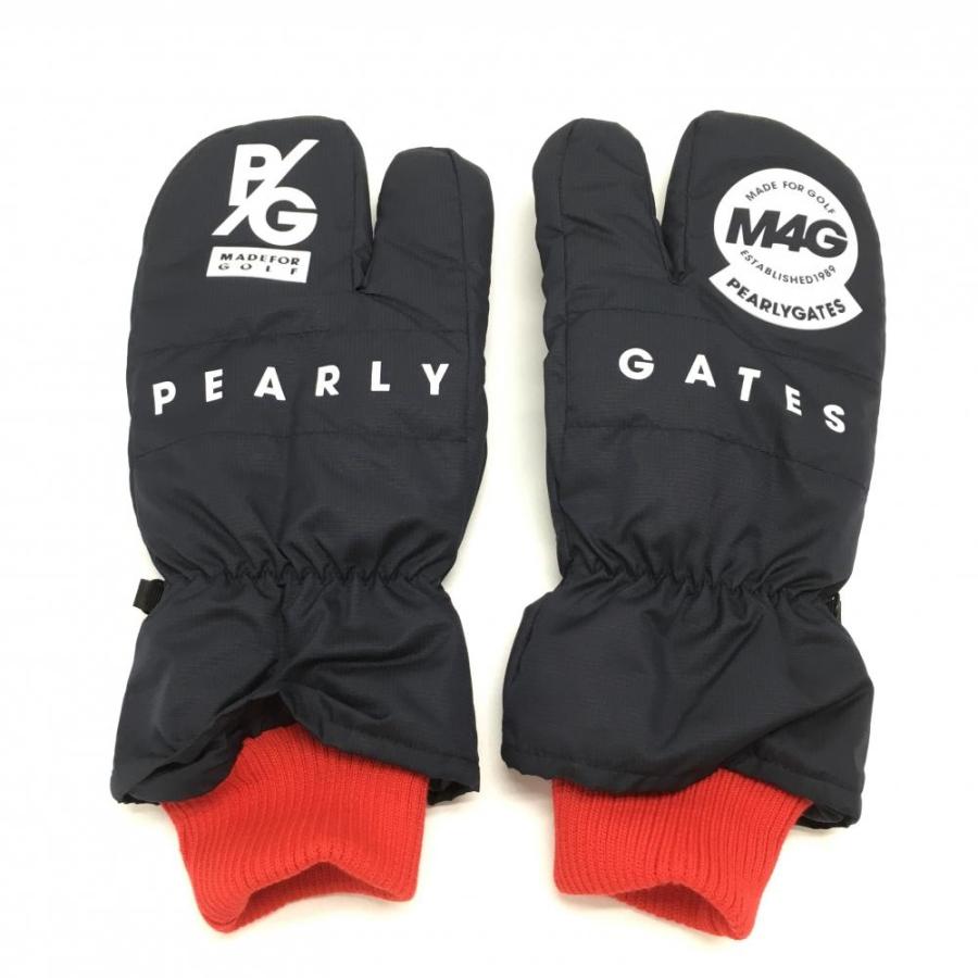 超美品】パーリーゲイツ ミトングローブ 手袋 ネイビー×レッド
