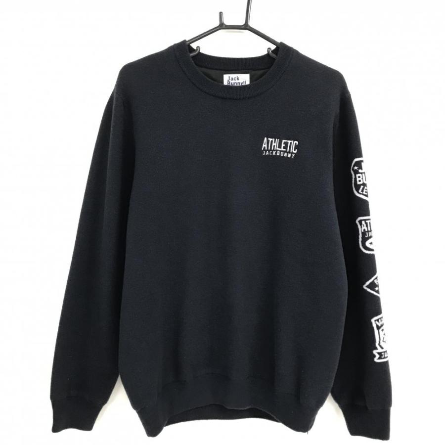 Jack Bunny!!（ジャックバニー） セーター ダークネイビー×白 袖ロゴ