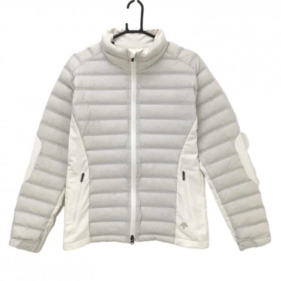 DESCENTE GOLF デサントゴルフ ダウンジャケット ライトグレー×白 軽量