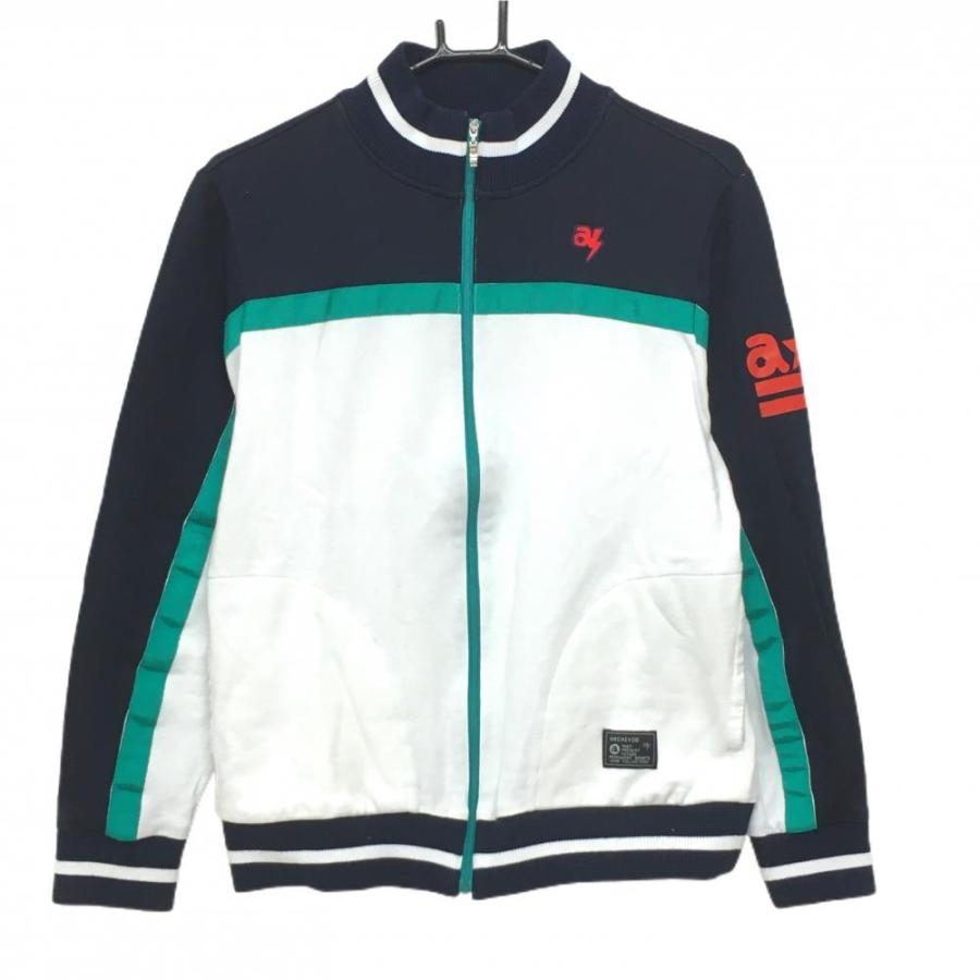 archivio（アルチビオ） ジャケットブルゾン 白×ネイビー×グリーン 胸