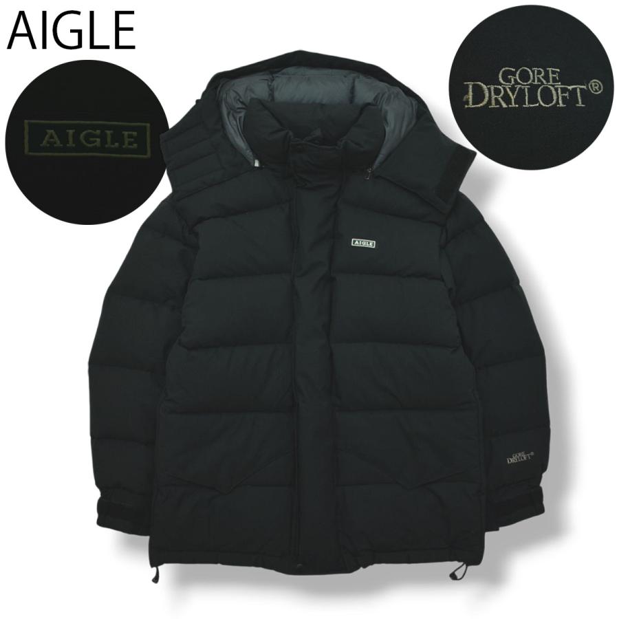 AIGLE（エーグル） フード付き ダウンジャケット 黒 : 古着屋リプラス