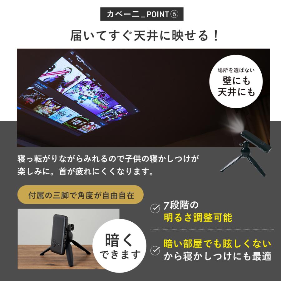 UENO-mono カベーニ プロジェクター 小型 家庭用 天井 壁 Bluetooth