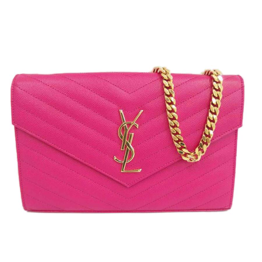 SAINT LAURENT YSL サンローラン/チェーンウォレットショルダー/ピンク