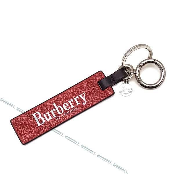 BURBERRY（バーバリー） タグロゴチャーム レザー キーホルダー レッド