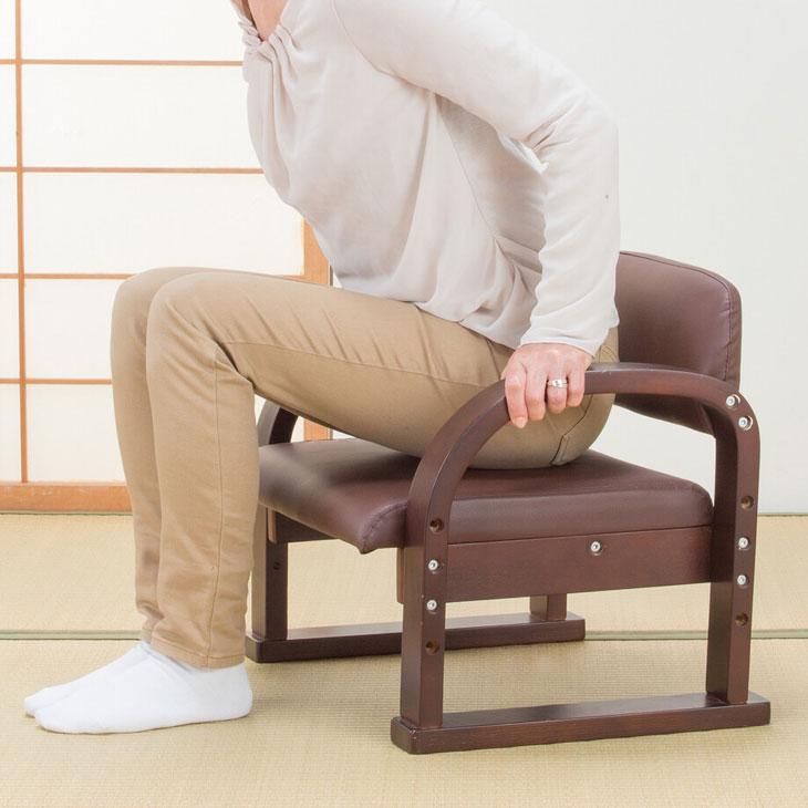 日本製 天然木立ち座り楽ちん座椅子 同色2脚組 立ち上がりやすい座椅子