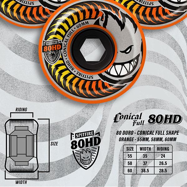 SPITFIRE WHEELS スケボー ソフトウィール SPITFIRE 80HD FADE ORANGE