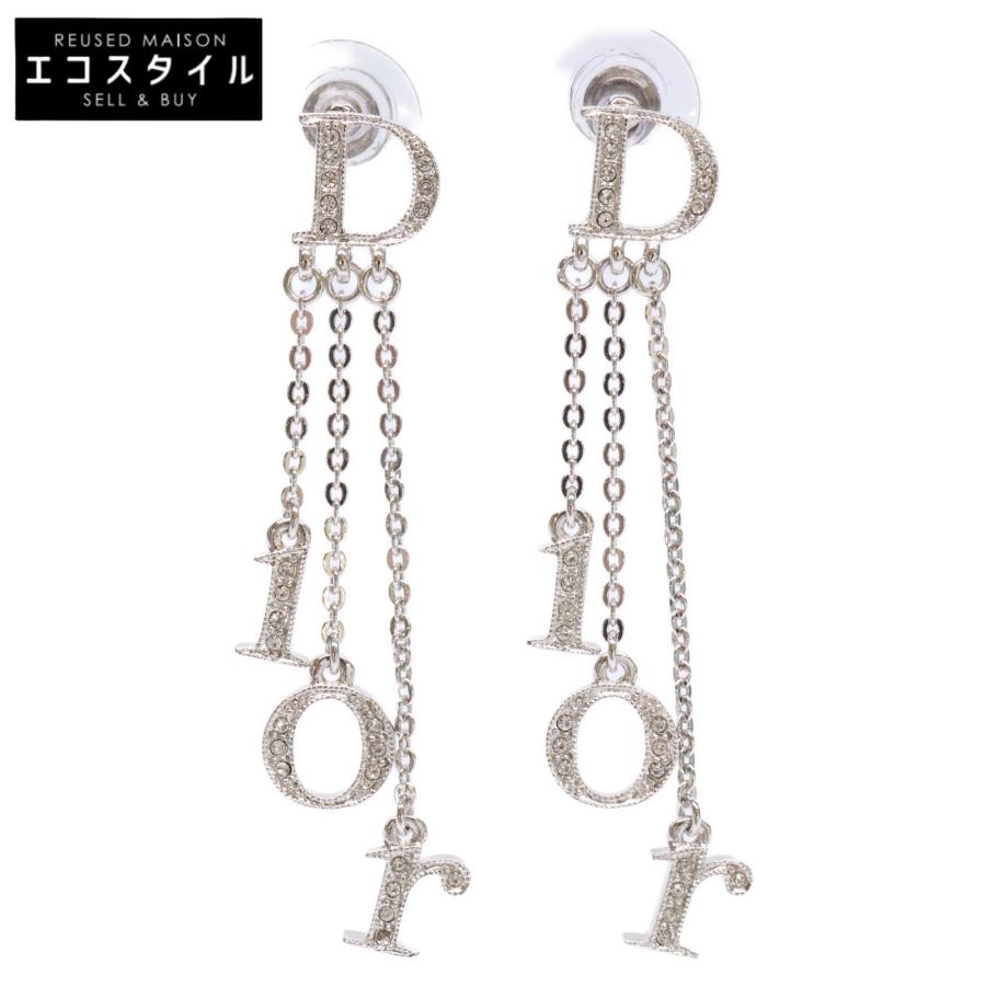 DIOR ディオール ロゴ ラインストーン チェーン スイング ピアス