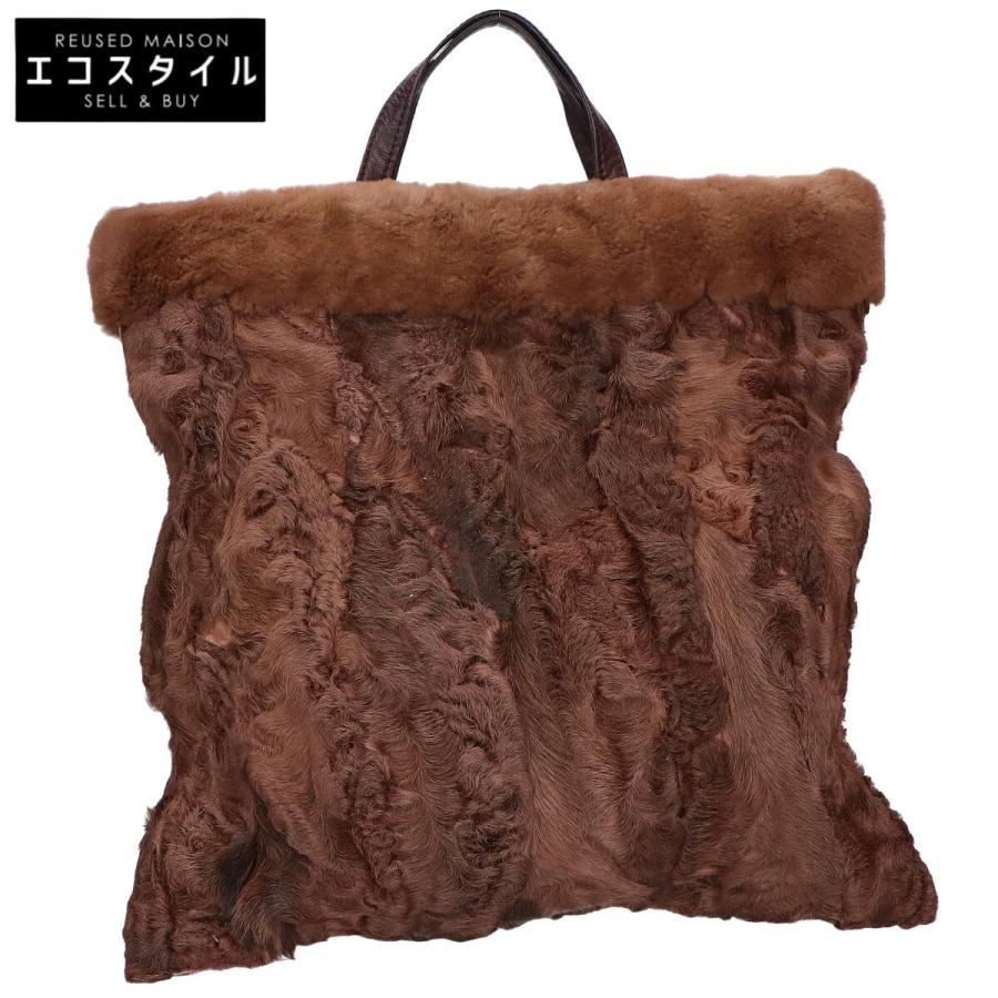 LOEWE（ロエベ） ファーxレザー トートバッグ ブラウン レディース