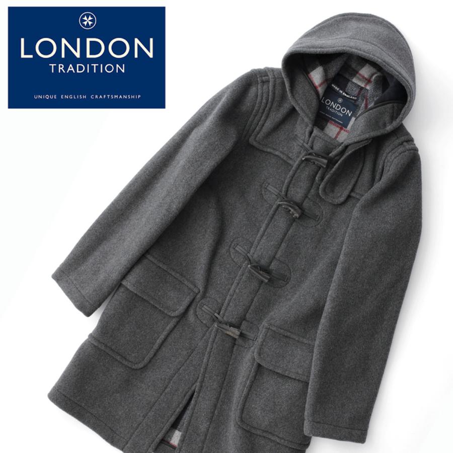 LONDON TRADITION メンズ スリムロングダッフルコート ミッドグレー