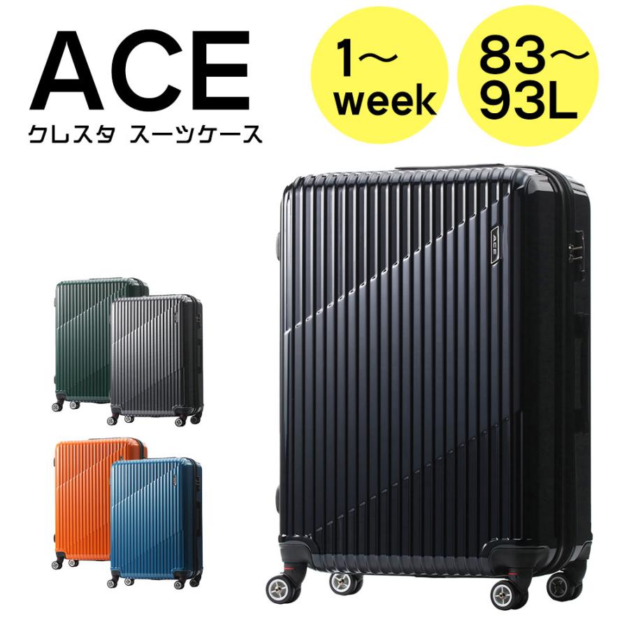 ACE スーツケース ブラックカーボン 83L/93L 7〜10泊サイズ ACE スーツ