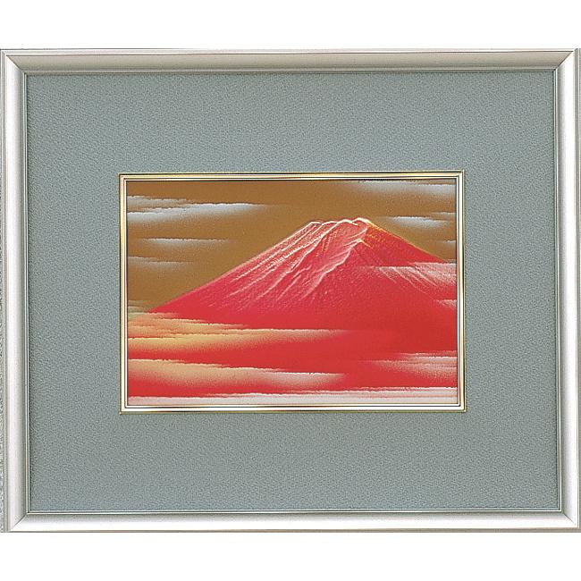 富士風水絵画 彫金パネル 「赤富士」彫金作 北 秀玉（きたしゅうぎょく