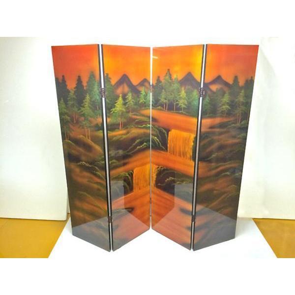 絵画 工芸品 漆 ◇ 屏風 九十九頭馬螺鈿 中国製 四曲一隻 群馬 漆芸