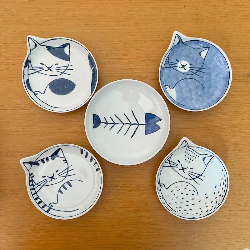 neco皿 5枚 セット 小皿 取り皿 14cm おしゃれ 波佐見焼 皿 食器 猫