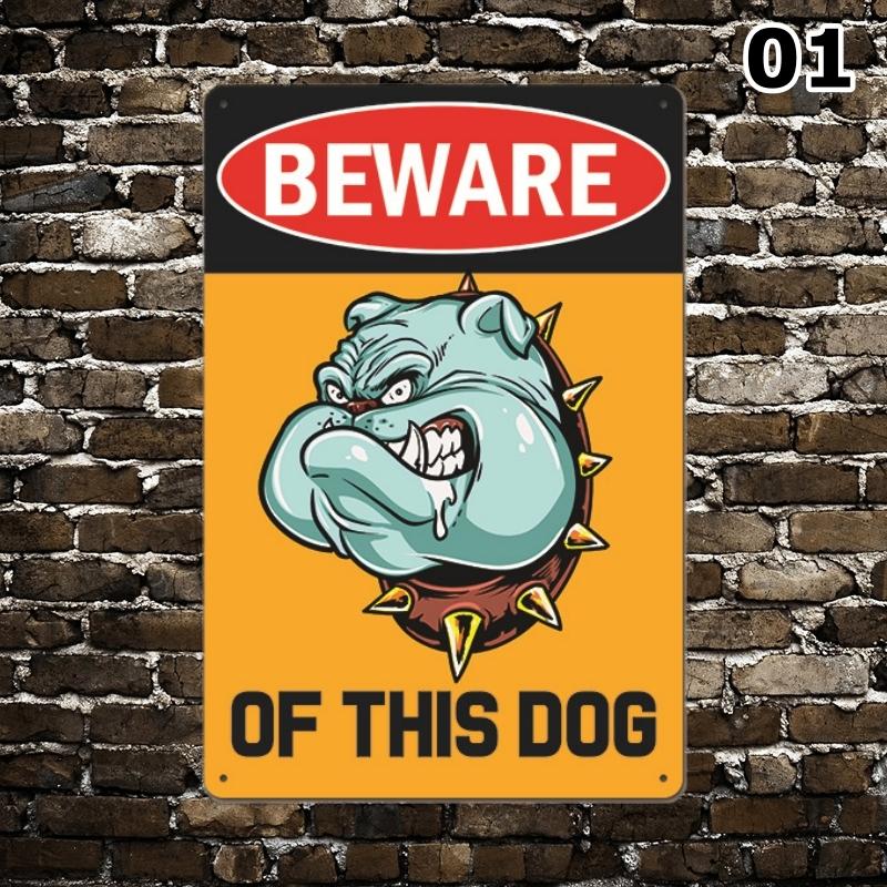 ブリキ看板 犬に注意 BEWARE OF DOG ペット持ち込み禁止 警告 猛犬注意