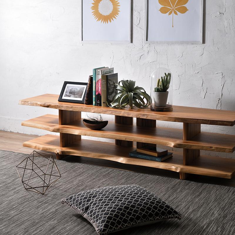 テレビ台 テレビボード 天然木 チーク無垢材一枚板風 ブラウン色 幅150