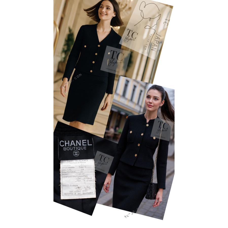 CHANEL（シャネル） ヴィンテージ スーツ ブラック ウール CC ゴールド
