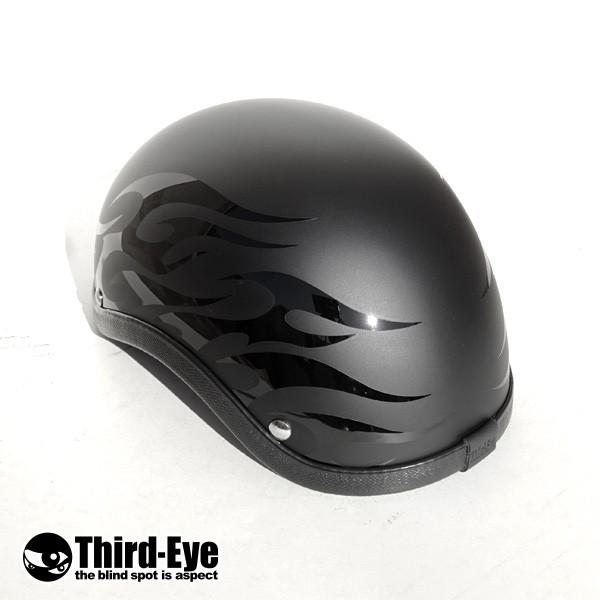 在庫 バイク ヘルメット ハーフキャップ トライバルフレイムス BLACK