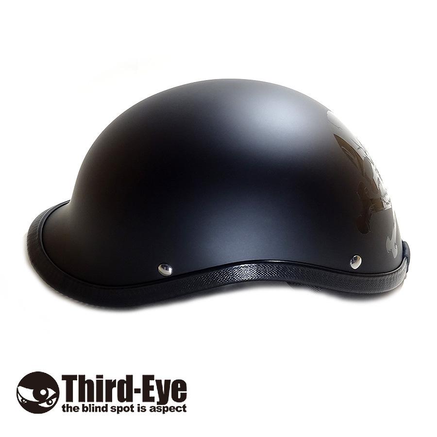在庫 バイク ヘルメット ハーフキャップ CBスカル BLACK-BLACK