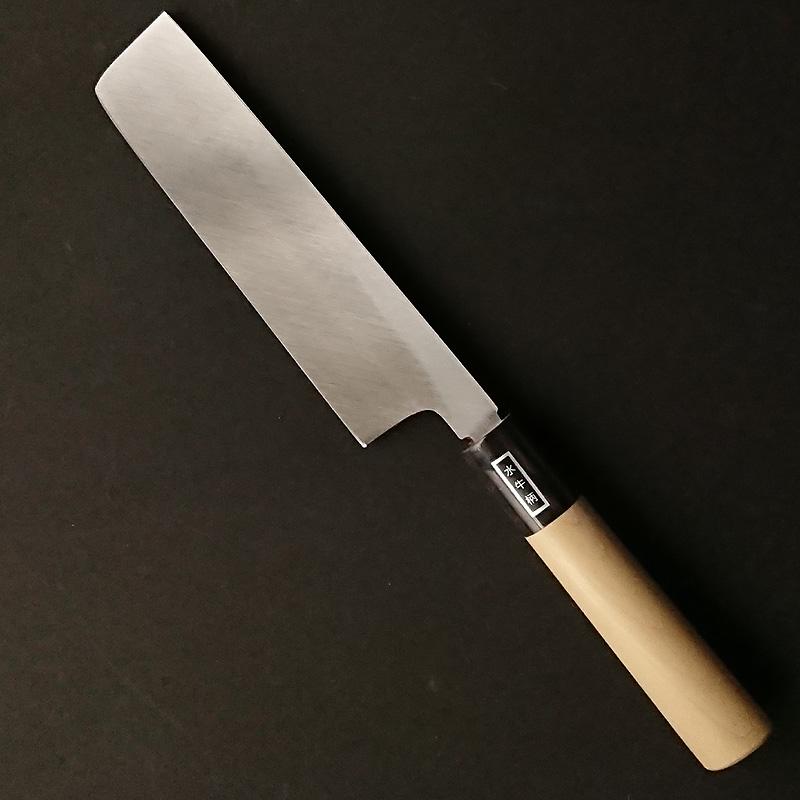堺宏之作 白鋼 霞仕上げ 水牛桂柄 薄刃包丁 165mm(5寸5分) 日本製 堺市