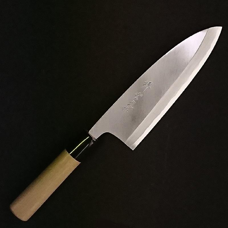 堺宏之作 白鋼 霞仕上げ 水牛桂柄 出刃包丁 180mm(6寸) 日本製 堺市