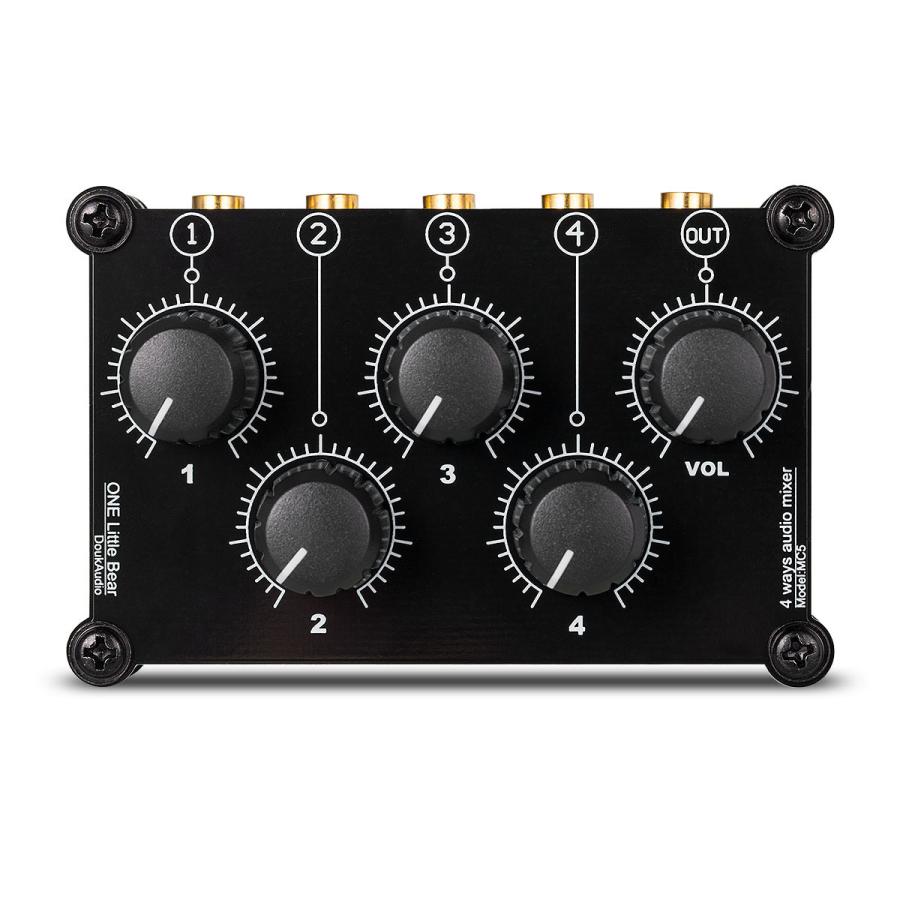 Mini ポータブル ステレオ 4チャンネル オーディオ ミキサー パッシブ