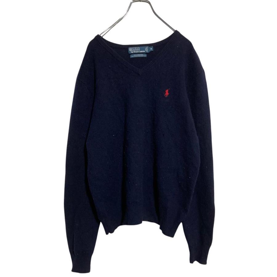 Polo Ralph Lauren ウールニット セーター M ネイビー ポロラルフ
