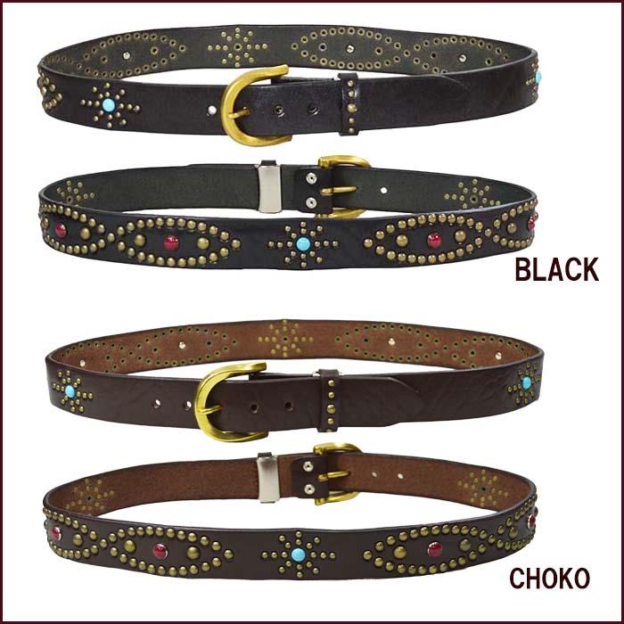 スタッズベルト BLACK CHOKO 革 本革 牛革 栃木レザー 厚口