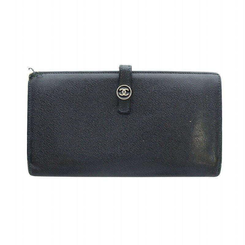 CHANEL（シャネル） 長財布 ウォレット Wホック レザー ココマーク 黒