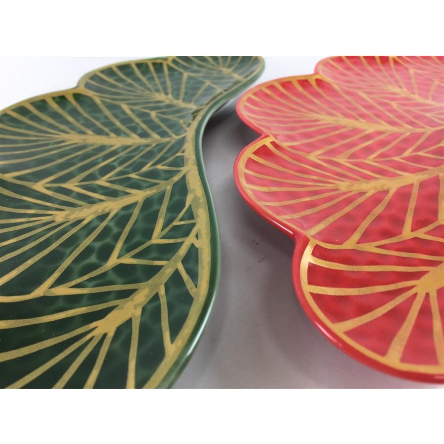 有田焼 幸楽窯 錦金松葉形 前菜皿 25cm お正月 食器 お祝い事 中皿 松