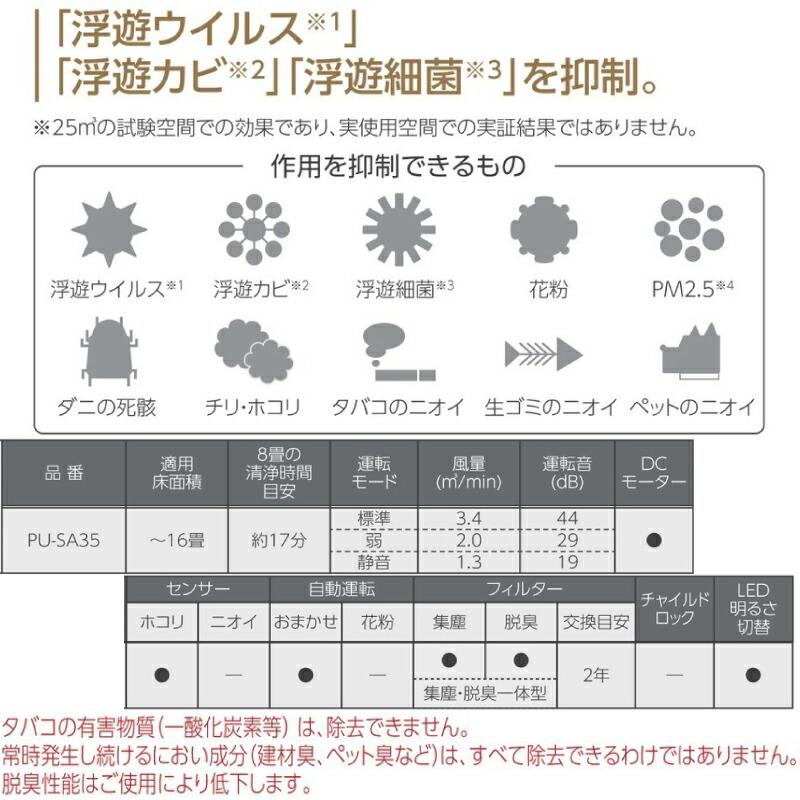 象印（ZOJIRUSHI） 【3年保証】空気清浄機 空気清浄機 適用床面積：16