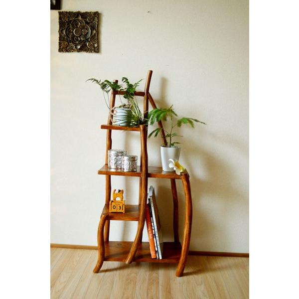収納家具 ディスプレイ ラック ウッドラック ♪チークの根のナチュラル