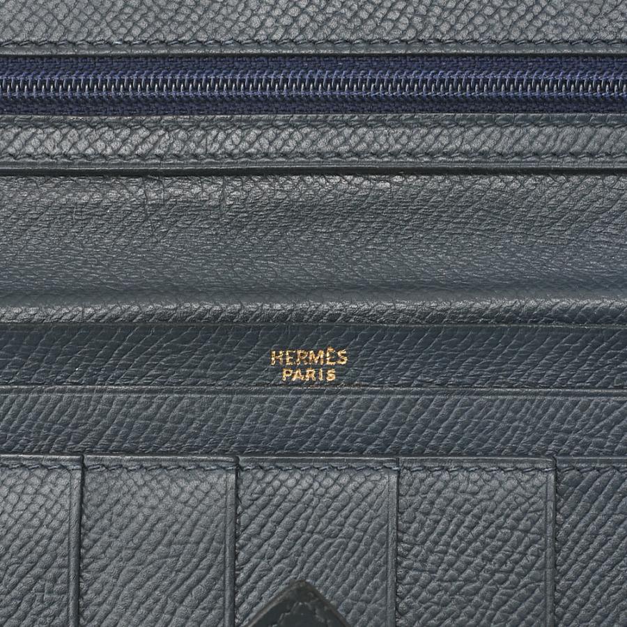 HERMESベアンクラシック 二つ折り長財布 クシュベル ネイビー