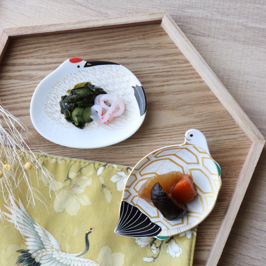 小皿 食器 お皿 お正月 鶴 亀 鯛 銘々皿 陶器 有田焼 幸楽窯 おせち