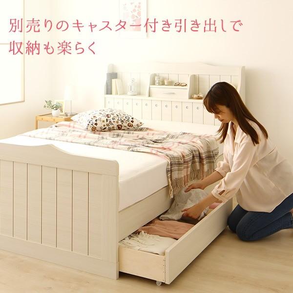 引き出し別売〕 日本製 カントリー調 姫系 ベッド セミダブル (ベッド